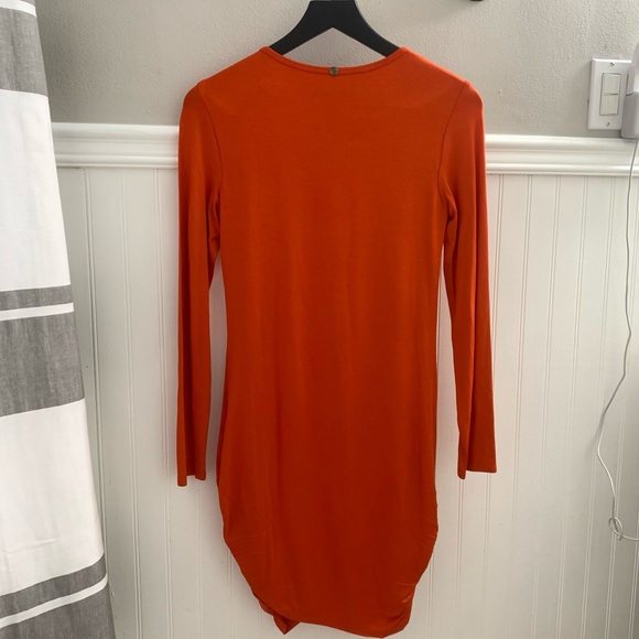 TRINA TURK Poppy Orange Romana Long Sleeve Shirred Ruched Dress Small R141730 - Picture 7 of 15